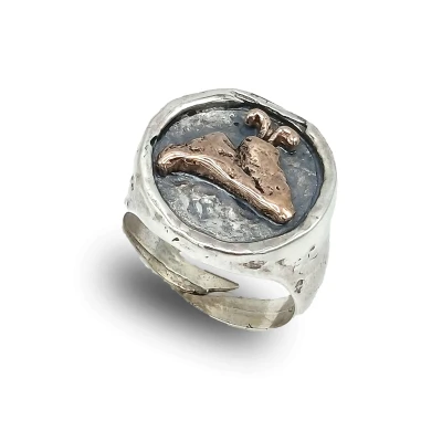 Anello in argento con Vesuvio in bronzo