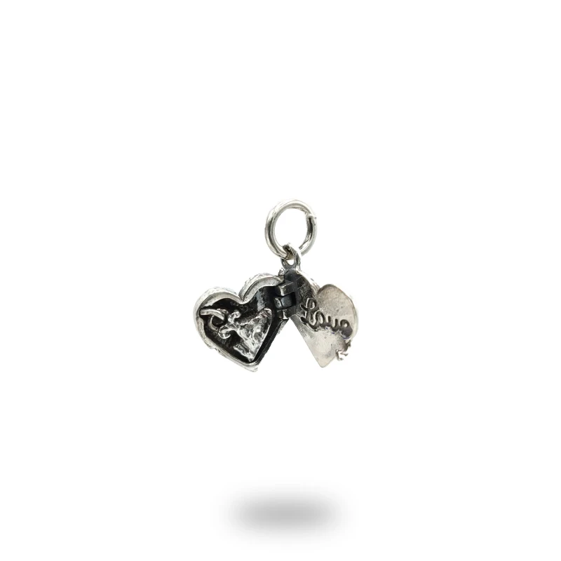 Pendente in argento con cuore apribile e Vesuvio