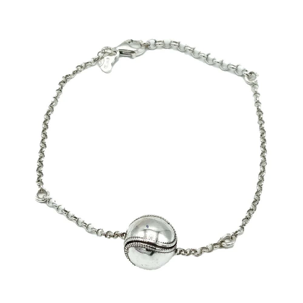 Bracciale in argento con palla da baseball