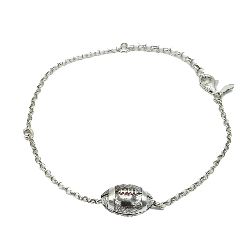 Bracciale in argento con palla da rugby