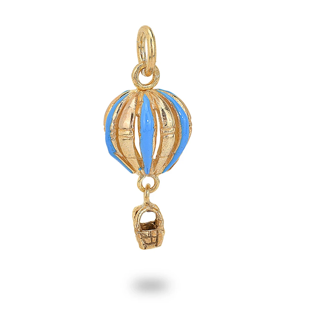 Charm mongolfiera in argento dorato smaltato azzurro