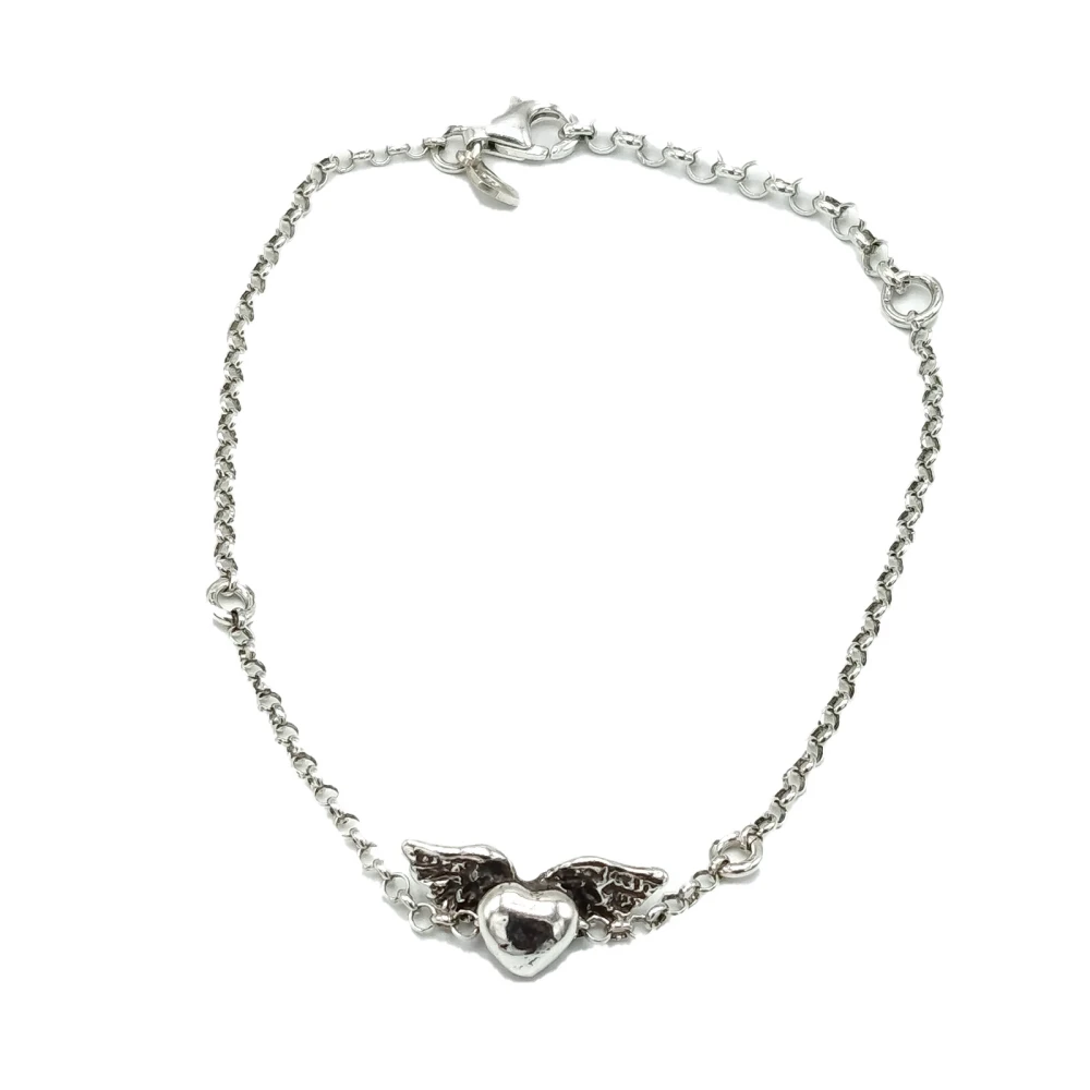 Bracciale in argento con cuore alato