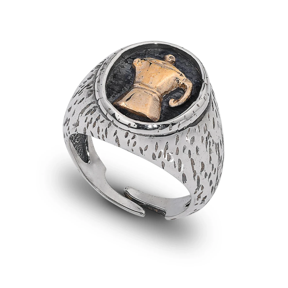 Anello in argento con caffettiera in bronzo