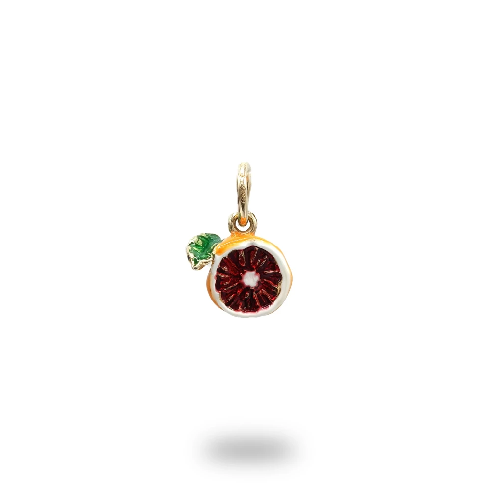 Charm con arancia di Sicilia in argento dorato con smalto