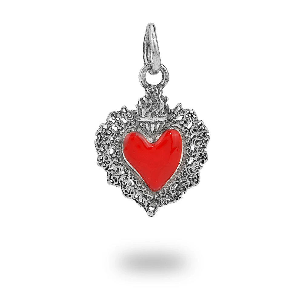 Cuore ex voto in argento smaltato