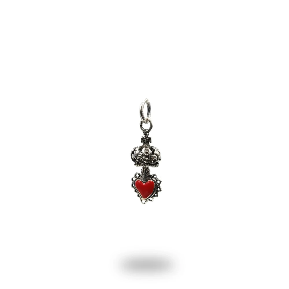 Corona in argento con cuore ex voto smaltato