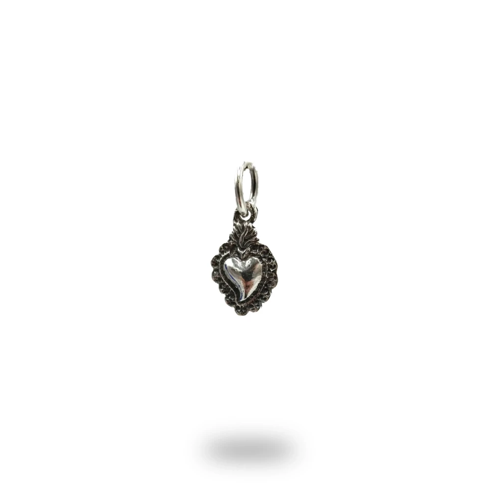 Pendente cuore ex voto in argento brunito