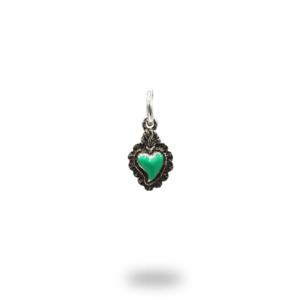 Cuore ex voto in argento e smalto tiffany