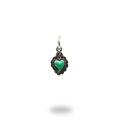 Cuore ex voto in argento e smalto tiffany