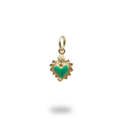 Cuore ex voto in argento dorato con smalto tiffany