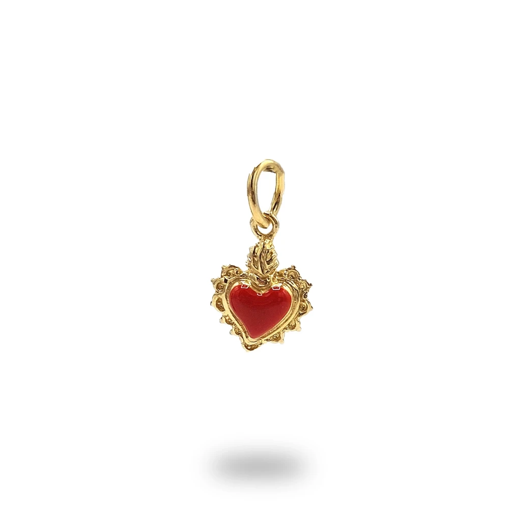 Cuore ex voto in argento dorato e smalto