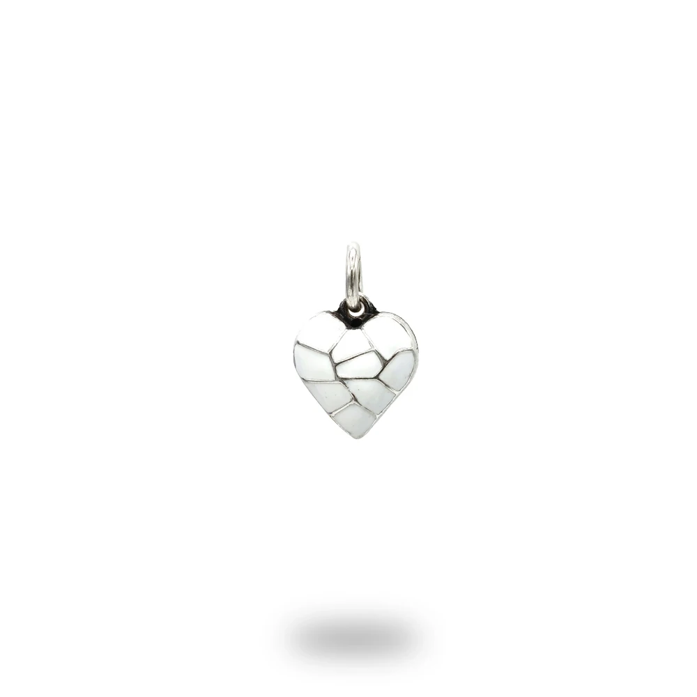 Cuore con sezioni in argento smaltato bianco