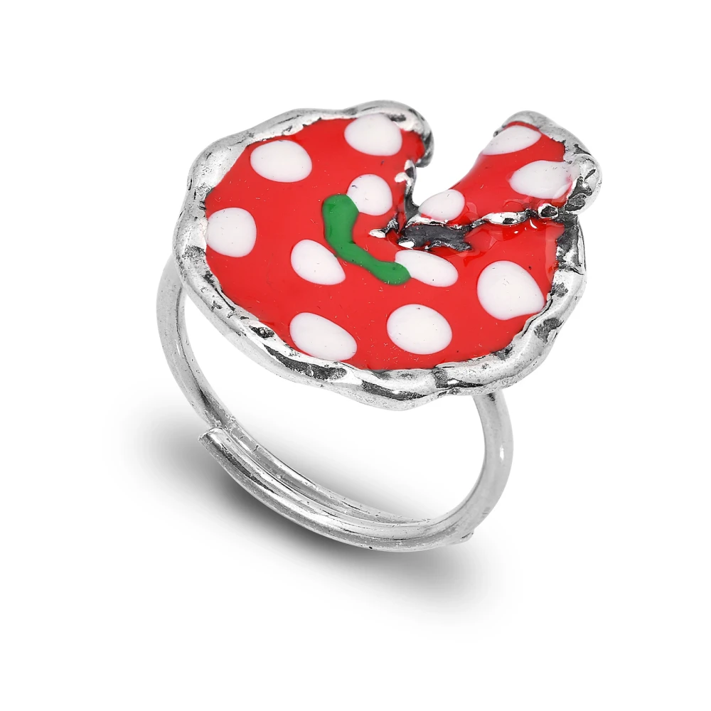 Anello in argento con pizza smaltata