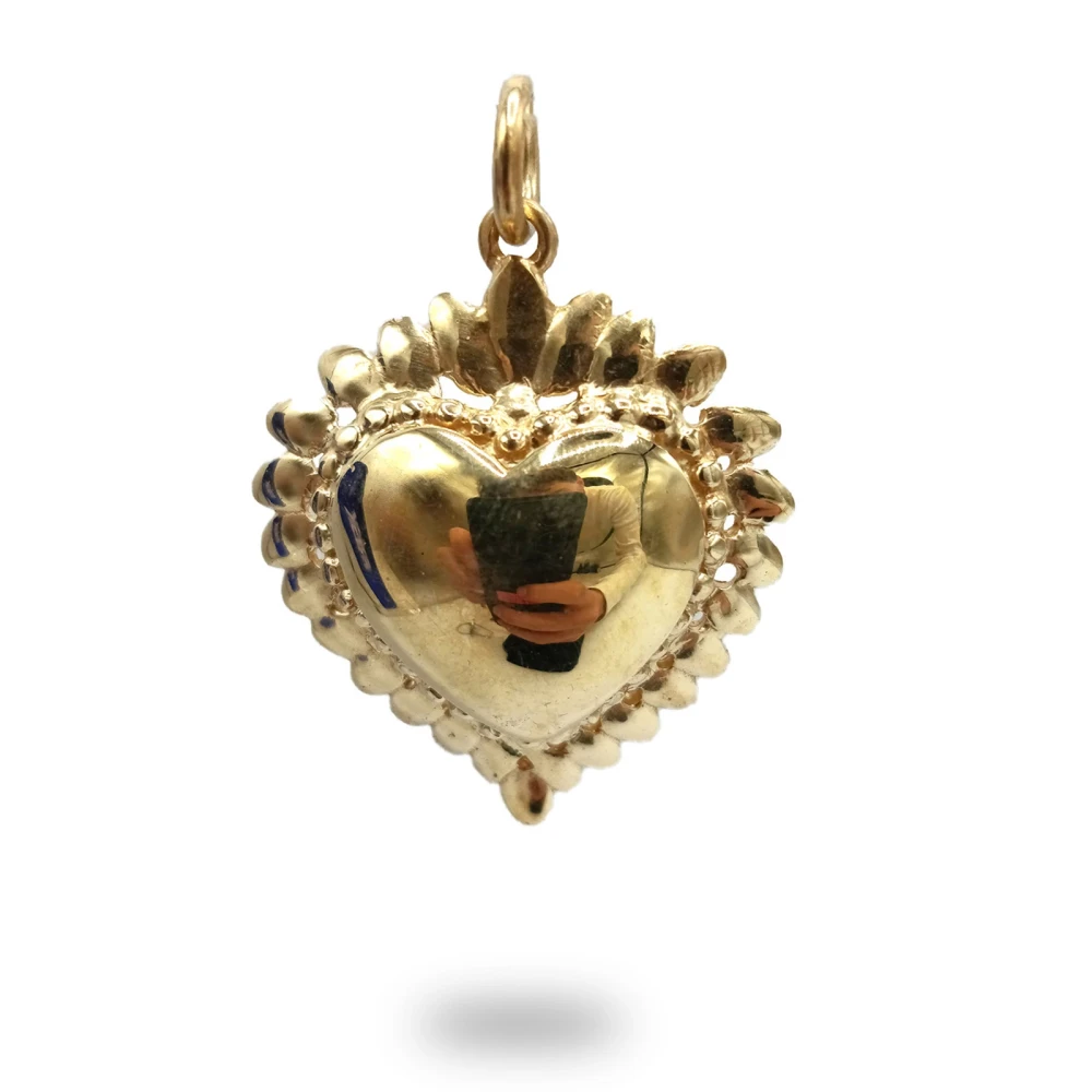 Cuore ex voto in argento dorato