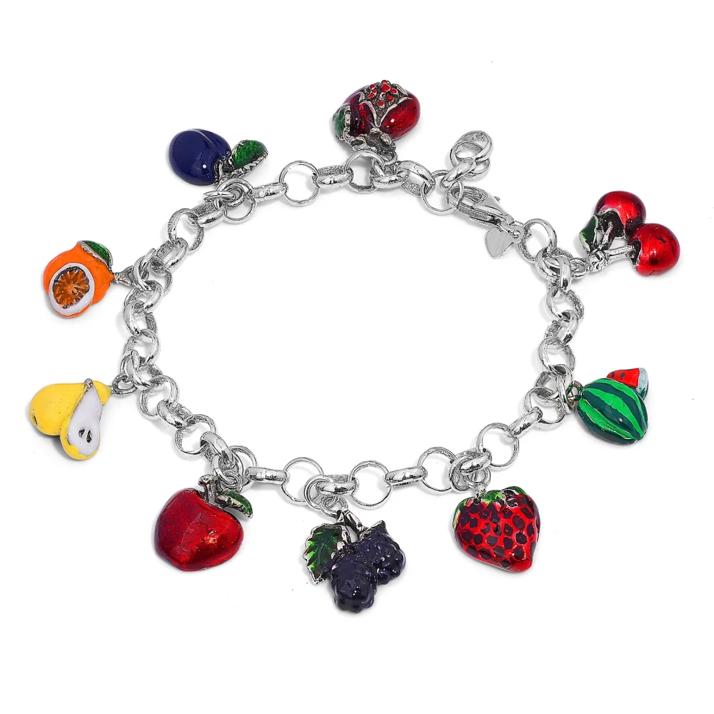 Bracciale in argento con frutti smaltati