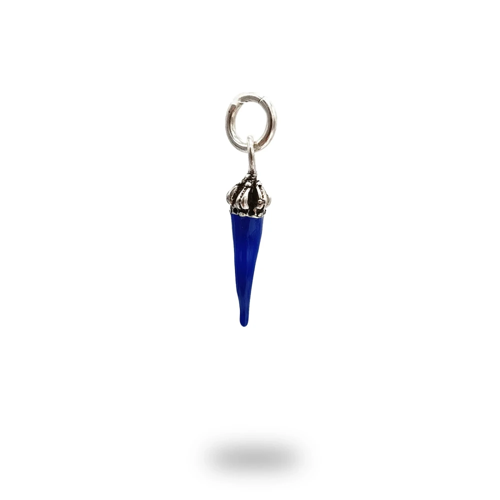 Corno con corona in argento smaltato blu