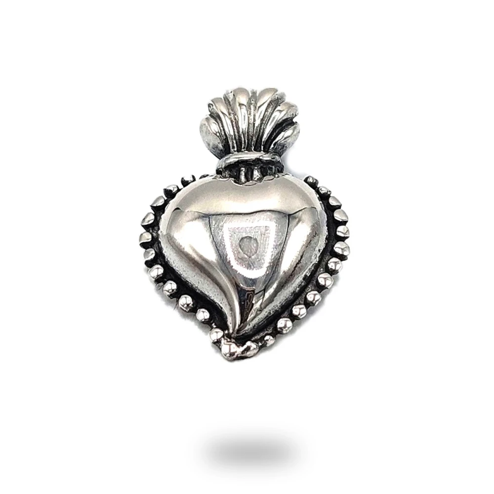 Cuore ex voto in argento brunito