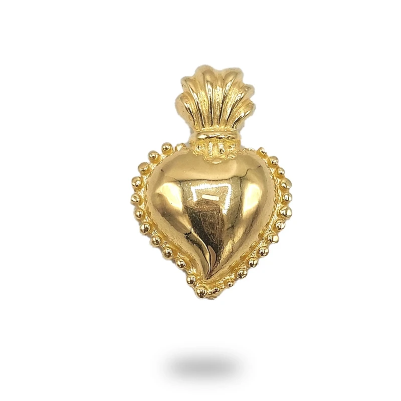 Cuore ex voto in argento placcato oro