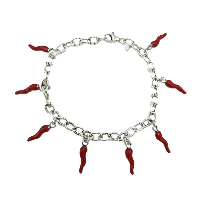 Bracciale in argento con corni smaltati