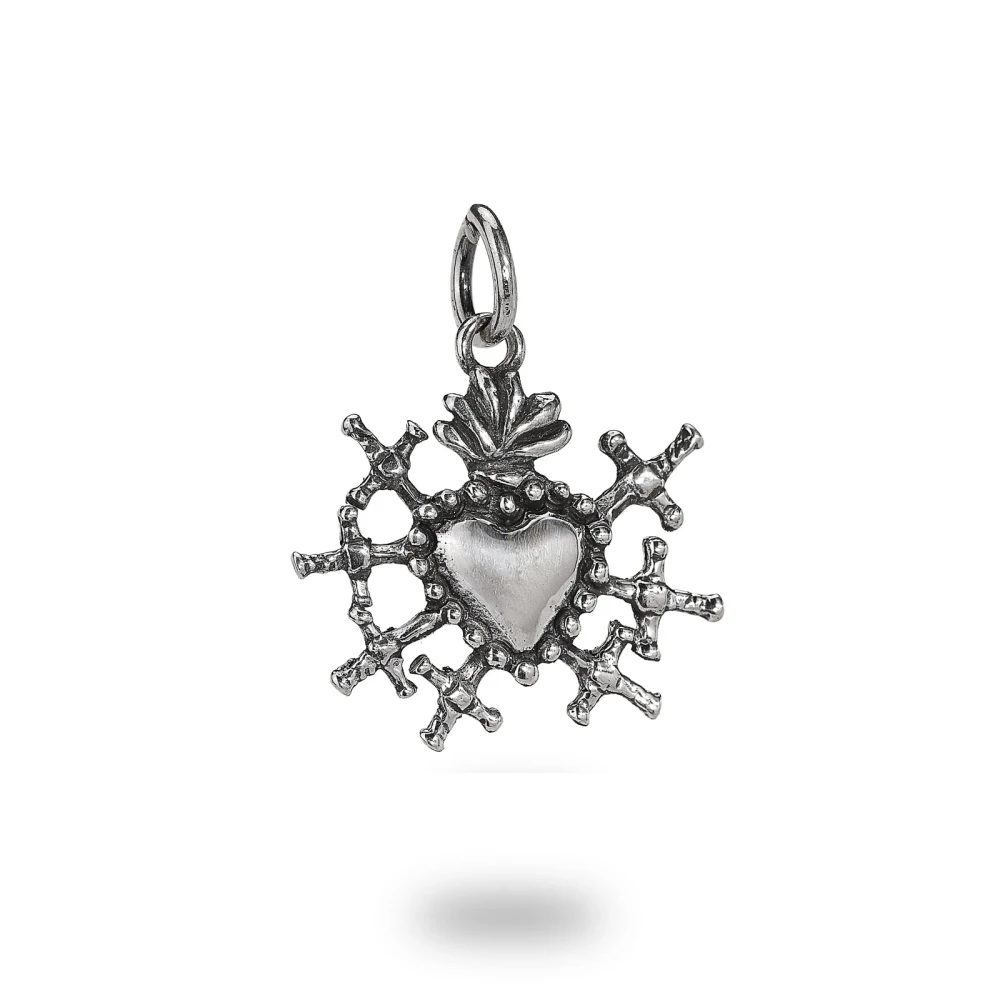 Cuore ex voto con spade in argento